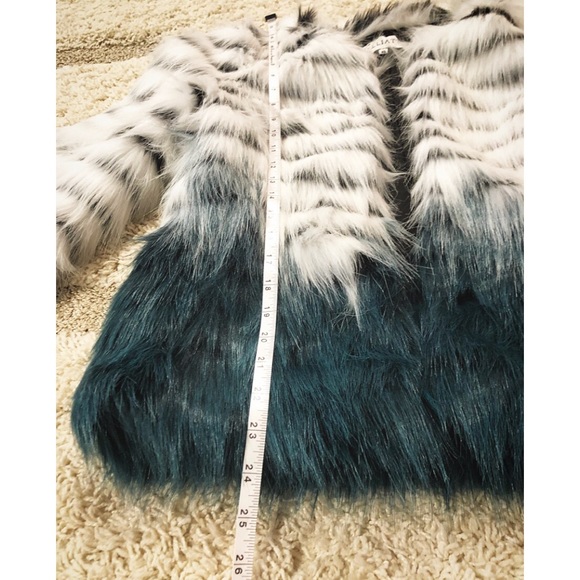 Faux Fur Jacket White & Teal from REVOLVE - Picture 8 of 8